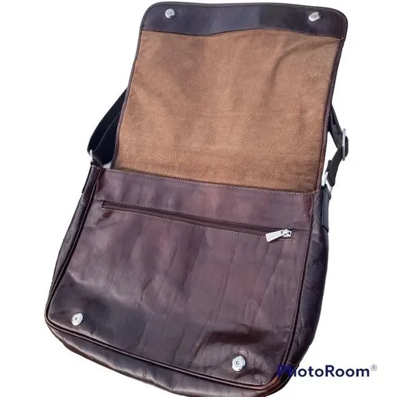 Chiarugi Vintage Messenger Bag Brown Leather Crossbody Made In Italy